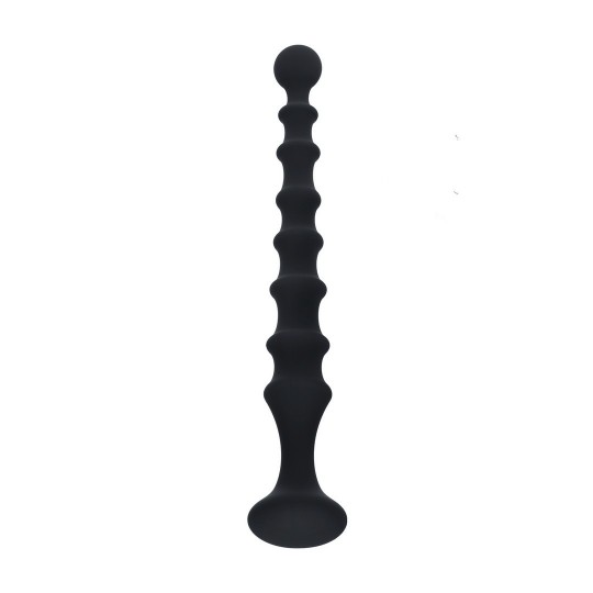 SONDA ANAL ACAMPANADA DE SILICONA ESTRIADA - NEGRA