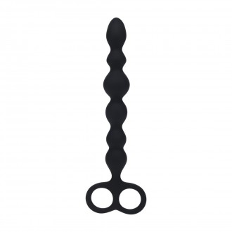 LEVELZ BEADED SNAKE SILICONE ANAL PROBE WITH LOOP BLACK