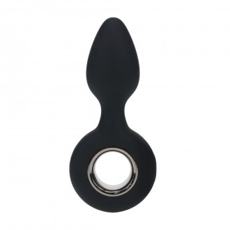 PLUG ANAL DE SILICONA VIBRANTE CON ASA - NEGRO