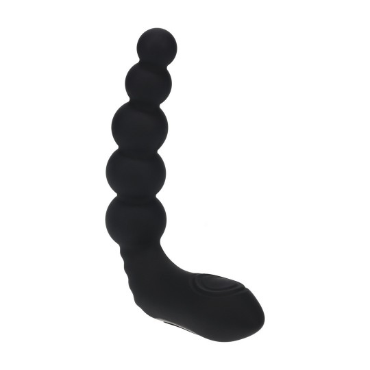 LEVELZ VIBRATING HEATING BENDABLE TAPPING BEADED SILICONE PROSTATE STIMULATOR BLACK 