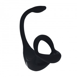 LEVELZ  REMOTE CONTROL VIBRATING SILICONE TRI O COCKRING WITH PROSTATE STIMULATOR BLACK 