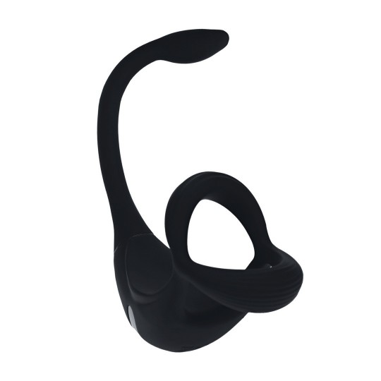 LEVELZ  REMOTE CONTROL VIBRATING SILICONE TRI O COCKRING WITH PROSTATE STIMULATOR BLACK 