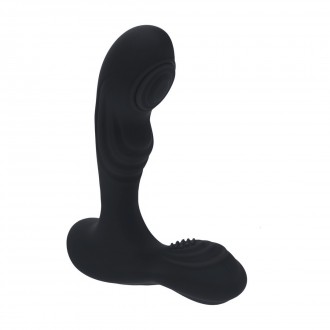 VIBRATING AND TAPPING SILICONE PROTATE MASSAGER WITH BALL STIMULATOR BLACK 