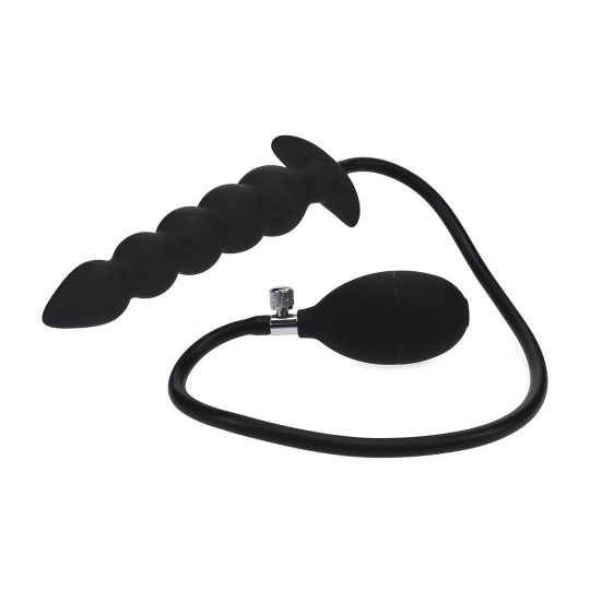 LEVELZ INFLATABLE ANAL PLUG WITH PEARLS BLACK 