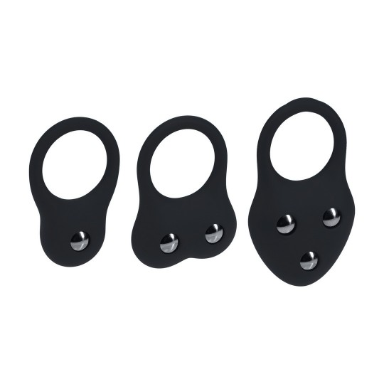 CONJUNTO DE 3 ANILLOS DE ENTRENAMIENTO DE SILICONA - S/M/L - NEGRO