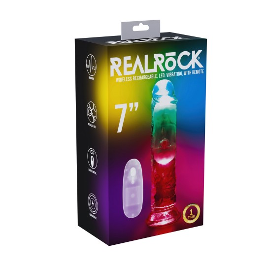 VIBRATORE CON LED E COMANDO LED VIBRATING STRAIGHT COCK 7" / 18 REALROCK