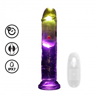 VIBRADOR COM LED E COMANDO LED VIBRATING STRAIGHT COCK 7" / 18 REALROCK