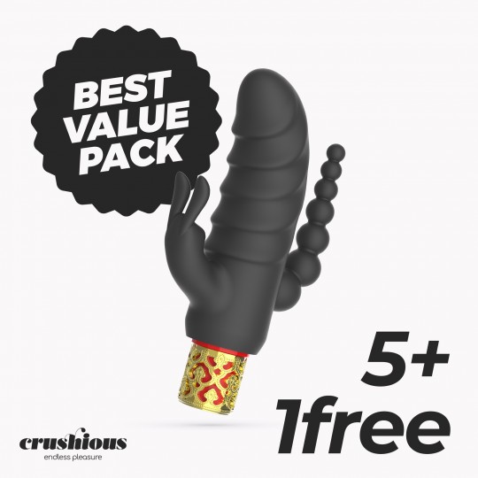PACK 5 + 1 GRATUITO ROMANOV VIBRADOR CLÁSICO CON FUNDA DE SILICONA EXTRAÍBLE CRUSHIOUS