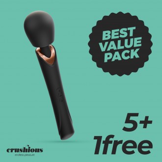 PACK 5 + 1 GRATUITO HOLLY MASSAGGIATORE A BACCHETTA RICARICABILE NERO CRUSHIOUS