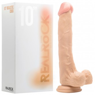 REALROCK 10” REALISTIC DILDO WITH TESTICLES WHITE