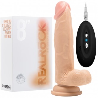 REALROCK 8” REALISTIC VIBRATOR WITH TESTICLES WHITE