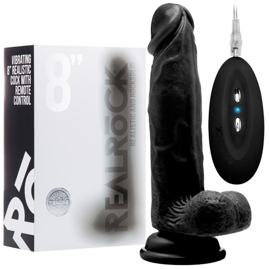 DILDO REALISTICO CON TESTICOLI REALROCK 8 &quot; NERO