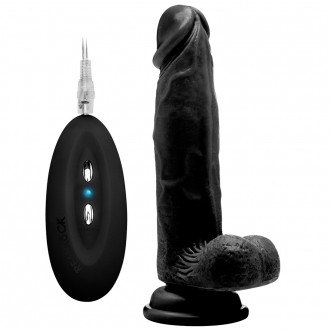 REALROCK 8” REALISTIC VIBRATOR WITH TESTICLES BLACK