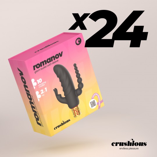 CONFEZIONE DA 24 ROMANOV VIBRATORE CLASSICO CON GUAINA IN SILICONE RIMOVIBILE CRUSHIOUS