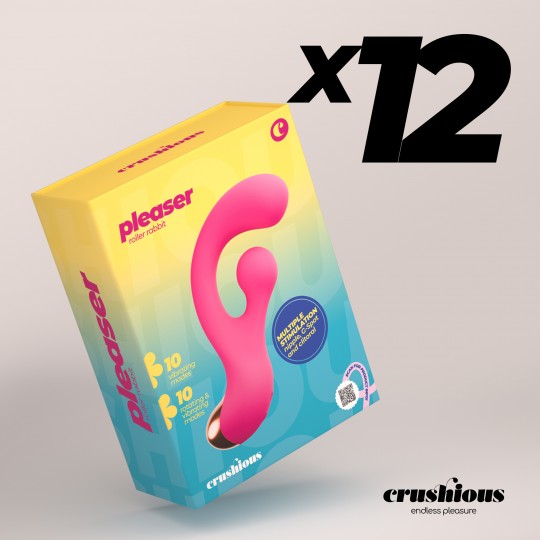 PACK DE 12 PLEASER VIBRADOR COM ESTIMULAÇÃO ROTATIVA CRUSHIOUS