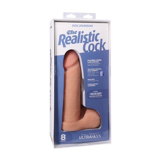 GODE RÉALISTE AVEC TESTICULES ULTRASKYN AVEC VA-U-LOCK 8 /20 CM VANILLA DOC JOHNSON