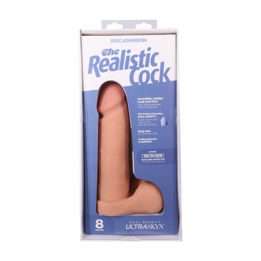 GODE RÉALISTE AVEC TESTICULES ULTRASKYN AVEC VA-U-LOCK 8 /20 CM VANILLA DOC JOHNSON
