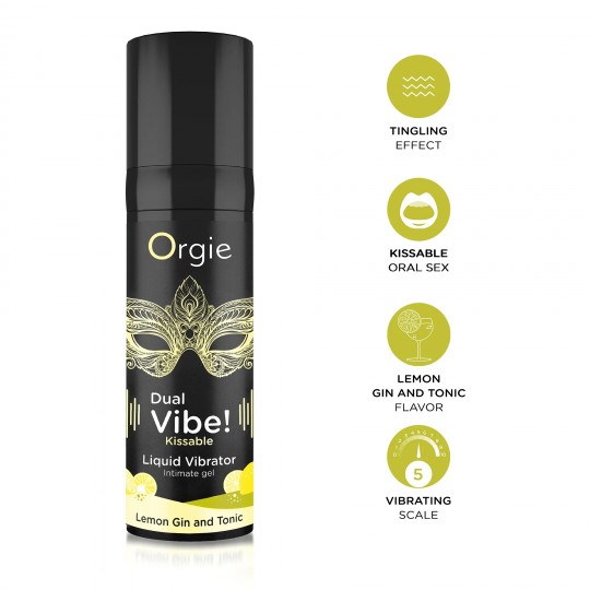 VIBRATEUR LIQUIDE AROMATISÉ GIN TONIC AU CITRON DUAL VIBE 15ML ORGIE