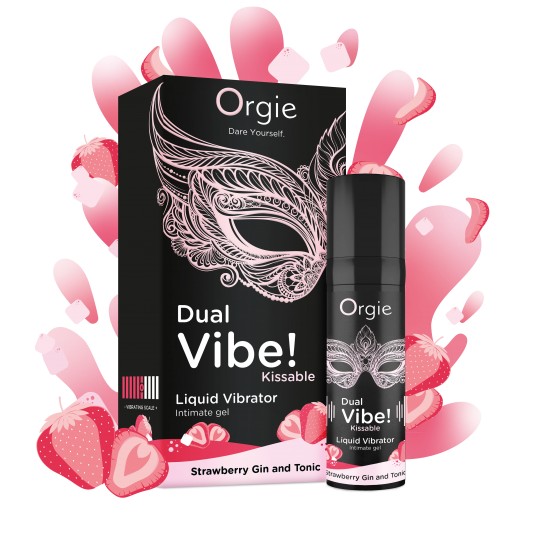 VIBRATORE LIQUIDO AL GUSTO DI GIN TONIC ALLA FRAGOLA DUAL VIBE 15ML ORGIE