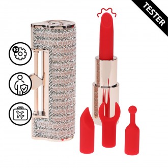 ANGEL - LIPSTICK VIBRATOR WITH 4 ATTACHMENTS - PINK - TESTER