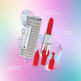 ANGEL - LIPSTICK VIBRATOR WITH 4 ATTACHMENTS - CLEAR