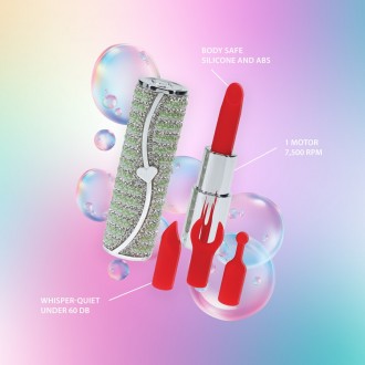 VIBRATEUR AVEC 4 ACCESSOIRES CANDY LIPSTICK VERT LOVELINE