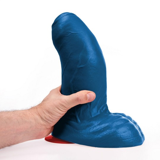 BURI XL - REALISTIC CURVED DILDO WITH BALLS - 10.6 / 27 CM - BLUE