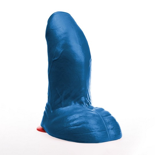 BURI XL - REALISTIC CURVED DILDO WITH BALLS - 10.6 / 27 CM - BLUE