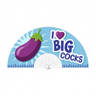 I LOVE BIG COCKS - FAN - 64 CM - PURPLE/BLUE