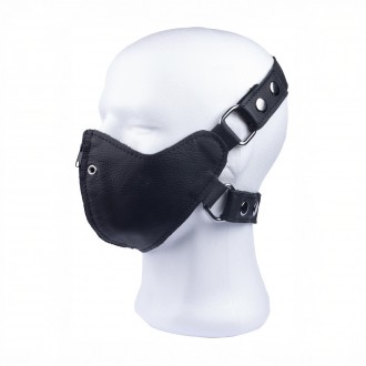 LEATHER MASK WITH ZIP - BLACK