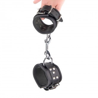 LEATHER HANDCUFFS - BLACK