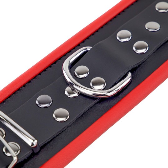 LEATHER HANDCUFFS - RED/BLACK