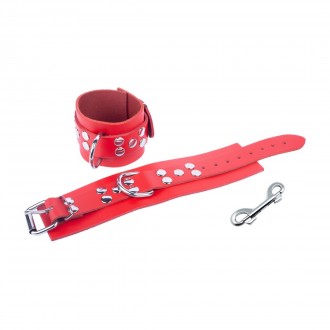 ULTRA LEATHER HANDCUFFS - RED