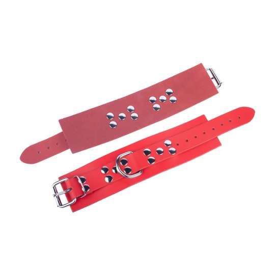 ULTRA LEATHER HANDCUFFS - RED