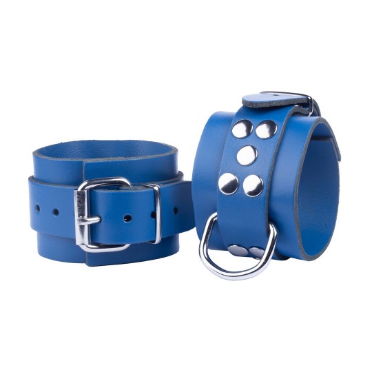 ULTRA LEATHER HANDCUFFS - BLUE