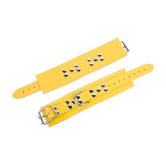 ULTRA LEATHER HANDCUFFS - YELLOW