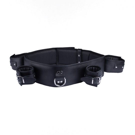 LEATHER ARM WRIST AND CHEST RESTRAINTS - BLACK
