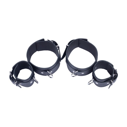 LEATHER ARM AND FOREARM RESTRAINTS - BLACK