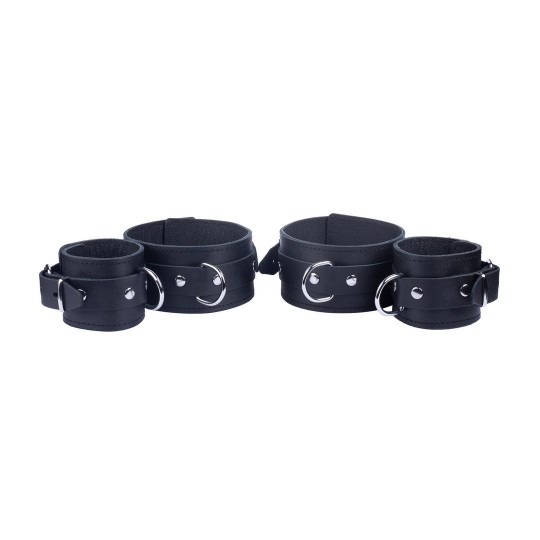 LEATHER ARM AND FOREARM RESTRAINTS - BLACK