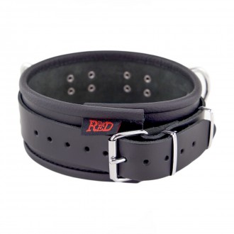 LEATHER NECKLACE 3 D RINGS - BLACK