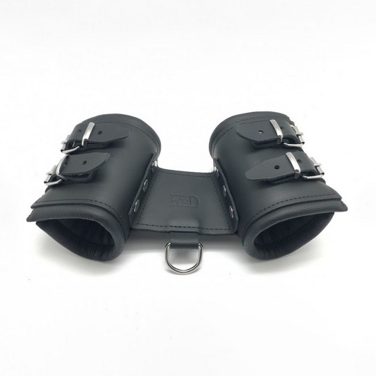 LEATHER DOUBLE HANDCUFFS - BLACK