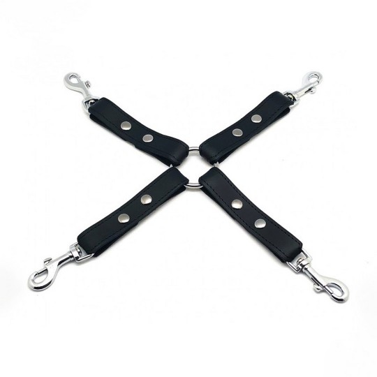 LEATHER BDSM KNOT WITH HOOKS - BLACK