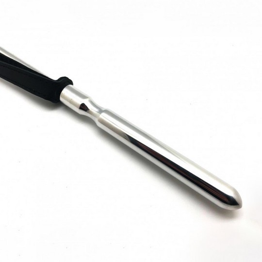 WHIP - METAL AND LEATHER - 52 CM - BLACK/SILVER