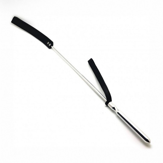 WHIP - METAL AND LEATHER - 70,5 CM - BLACK/SILVER