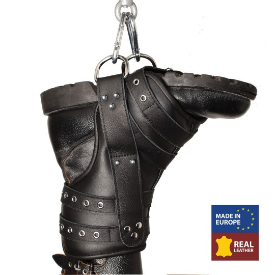 DELUXE SET OF 2 LEATHER LEG HANGERS - BLACK