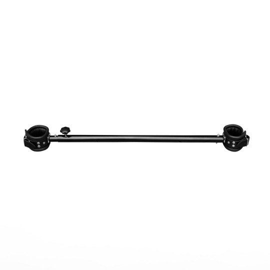ADJUSTABLE METAL SPREADER BAR WITH LEATHER CUFFS - 65 TO 120 CM - BLACK