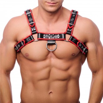 PREMIUM LEATHER HARNESS - BLACK/RED