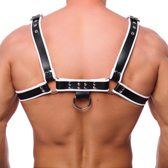 PREMIUM LEATHER HARNESS - BLACK/WHITE
