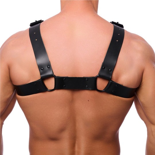 BULLDOG LEATHER HARNESS - BLACK