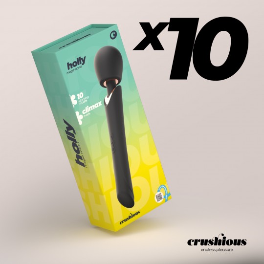 PACK DE 10 HOLLY MASSAJADOR VARINHA RECARREGÁVEL PRETO CRUSHIOUS